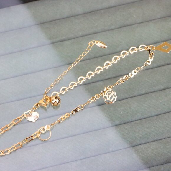 "Elegant Rose Gold Anklet with Charms, XPAL1068 - Picture 1 of 13